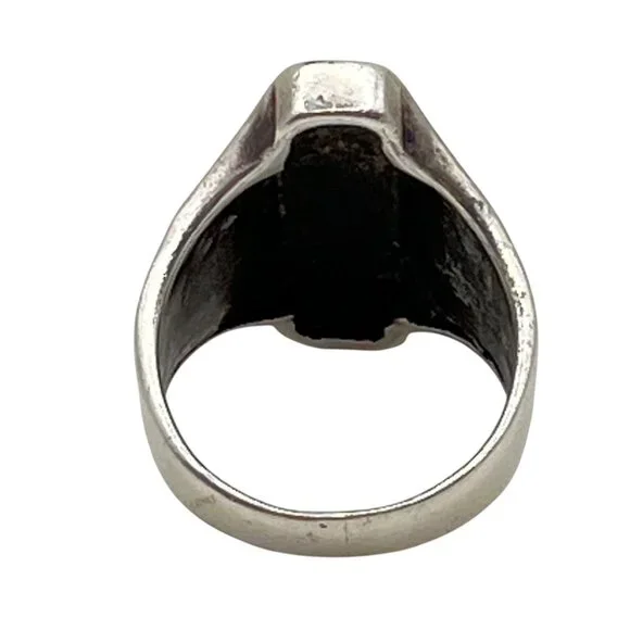 Vintage Sterling Silver Marcasite Signet Ring Size 7.75 925 Statement 6.99g LOOK - Picture 12 of 15